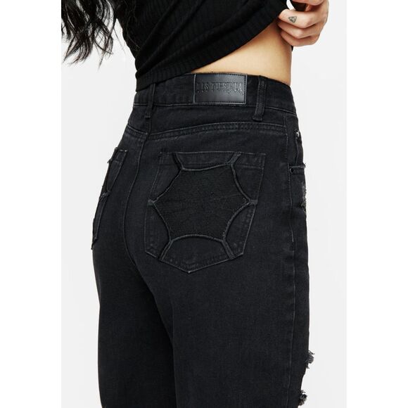NWT Disturbia Women’s Cobweb Distressed Denim Jeans - Picture 3 of 8